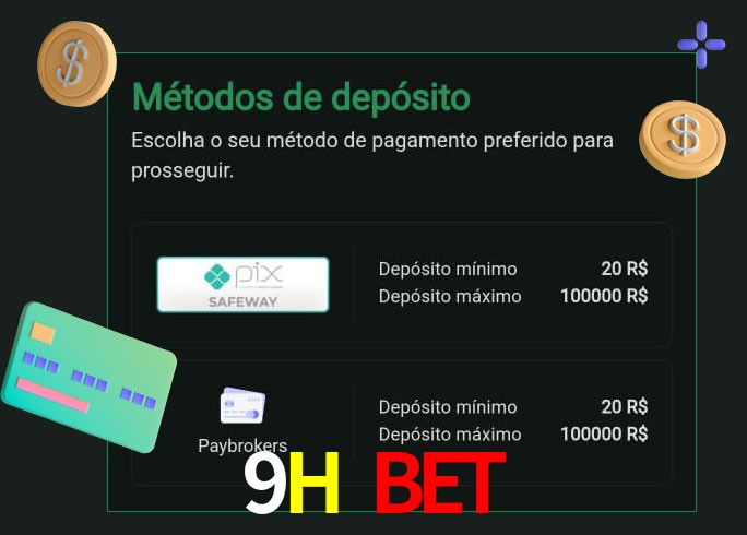 O cassino 9H Bet oferece uma grande variedade de métodos de pagamento